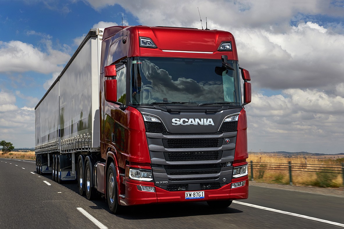 red scania truck